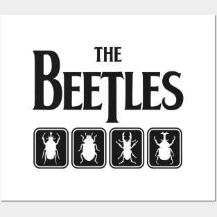 The Beetles: Punny Parody Classic Rock and Roll Silhouette Design Posters and Art